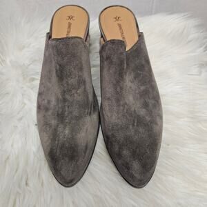 Johnston & Murphy Trista Mules Grey Suede Block Heel Slides Women's Size 8